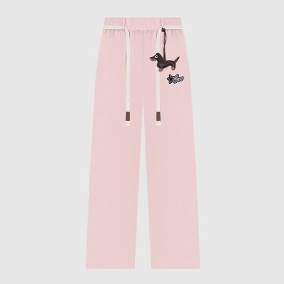 B.Sure Puppy Embroidered Pink Trousers - Picture 1 of 4
